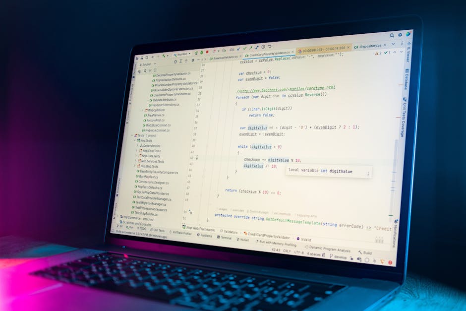 A close-up photograph of a computer screen displaying lines of HTML code with colorful syntax highlighting, including tags such as <h1>, <div>, and <img>. The code appears to be part of a website's ba